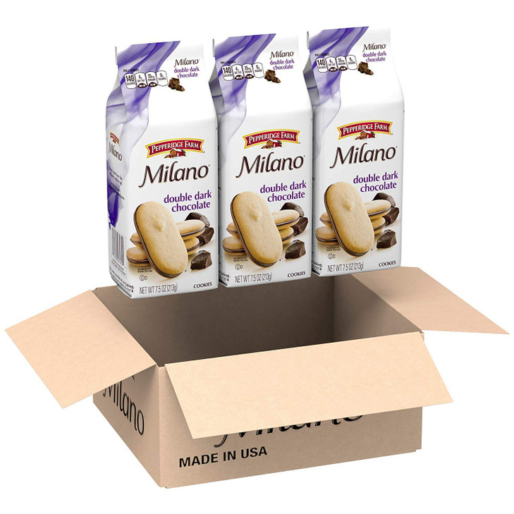Pepperidge Farm Milano Cookies Double Dark Chocolate 3 Bags 7.5 Oz. Each