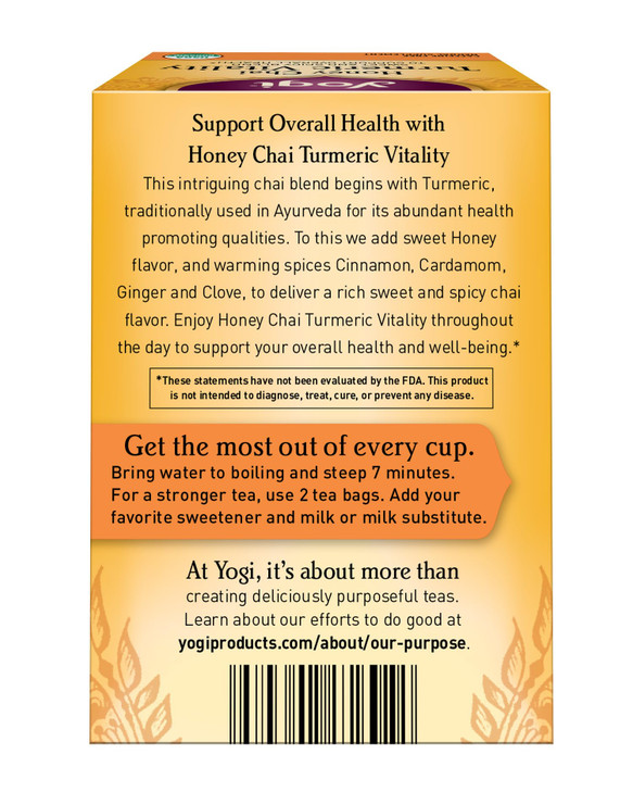 Yogi Tea Honey Chai Turmeric Vitality 16 Ct