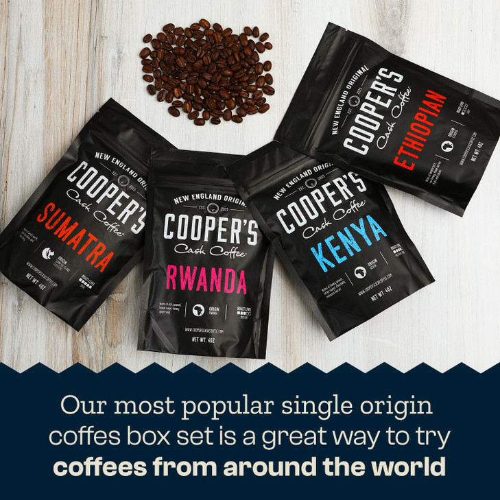 Gourmet Coffee Sampler Gift Box Set Roasted Coffee Ground Sumatra Dark Kenya Aa Medium Dark Rwanda Medium Natural Ethiopian Light Ground 4