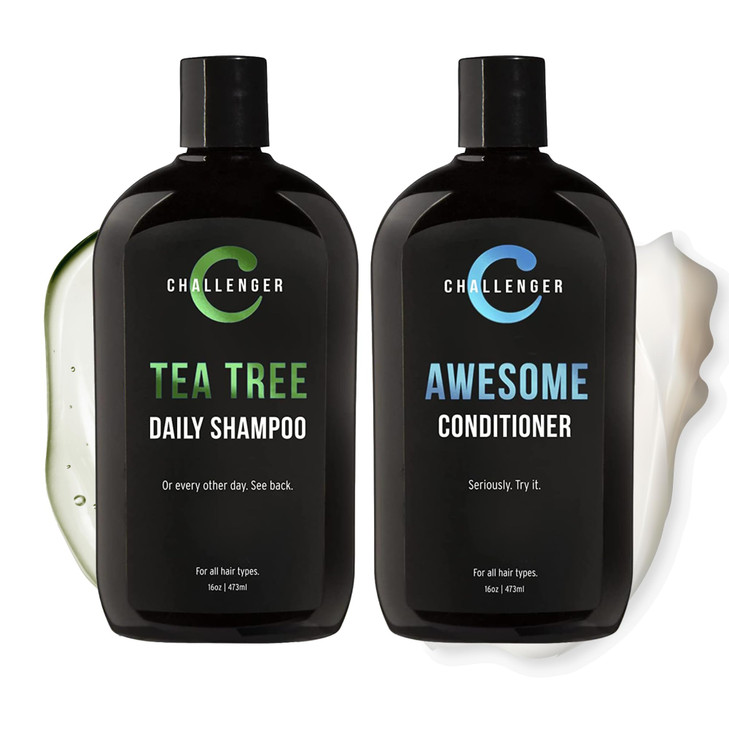 Challenger Tea Tree Shampoo And Peppermint Conditioner Combo Men S Shower Product For Itchy And Dry Scalp Removes Dirt And Oils Argan Oil