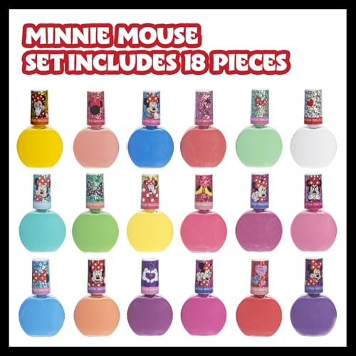 Minnie Mouse Nail Polish Set 18 Piece Peel Off Ages 3 Plus