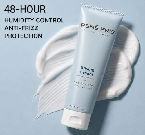René Fris Styling Cream Lightweight Hair Cream For Definition And Frizz Control Soft Hold Leave In Finishing Cream For Women And Men 4.25 Oz