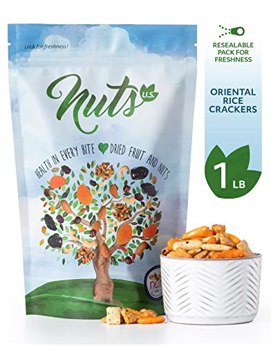 Nuts U.S. Oriental Rice Crackers Non Gmo Crunchy And Mildly Spicy Packed In A Resealable Bag 1 Lb