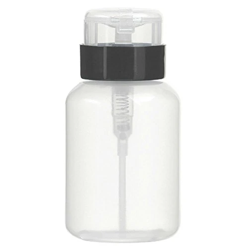 Akoak Pack Of 2 Push Down Empty Lockable Pump Dispenser Bottle For Nail Polish And Makeup Remover 200Ml 6.8Oz Black Top Cap