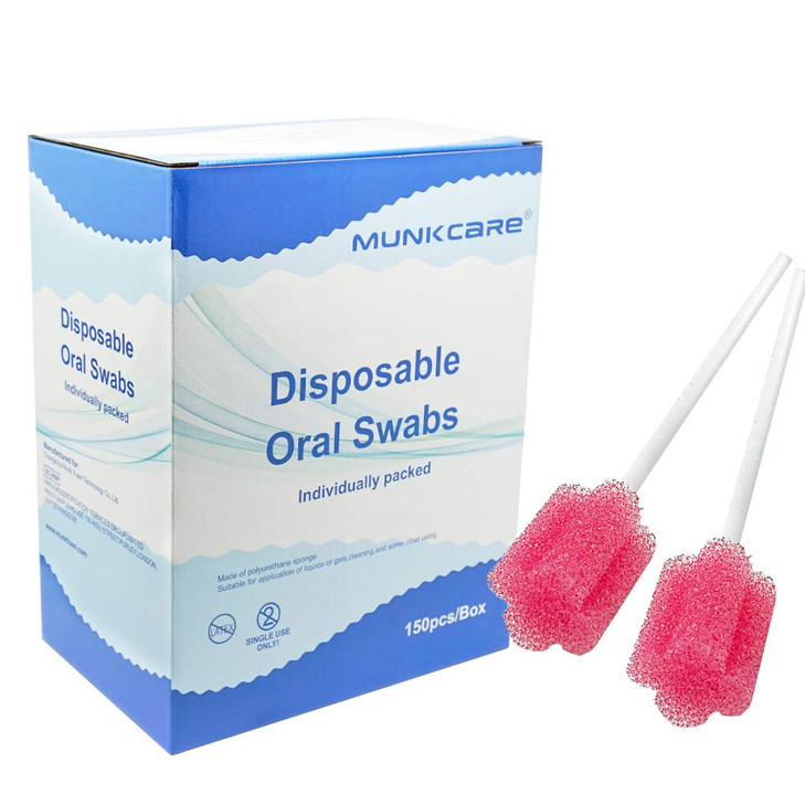 Munkcare Oral Swabs Flavored Lemon Elderly Tooth Cleaning Sponges 150 Counts