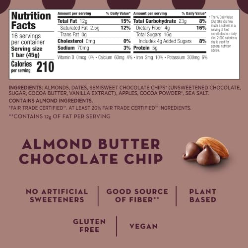 Larabar Almond Butter Chocolate Chip Fruit And Nut Bars 16 Ct 25.6 Oz