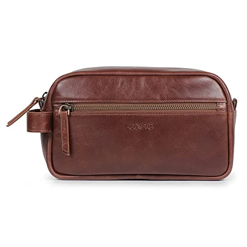 Londo Genuine Leather Travel Toiletry Bag Makeup Shaving Organizer Dopp Kit For Men And Women Durable And Stylish Travel Accessory