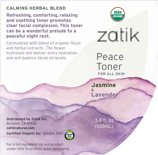 Zatik Naturals Peace Toner Jasmine And Lavender 3.4 Fl Oz