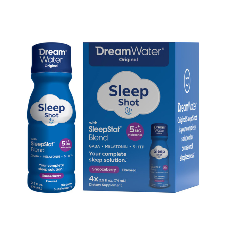 Dream Water Sleep Aid Supplement Drink; Melatonin 5mg, GABA, 5-HTP; Zero Sugar, Natural Flavors, No Added Colors, 2.5 oz Liquid Sleep Shots, Snoozebe