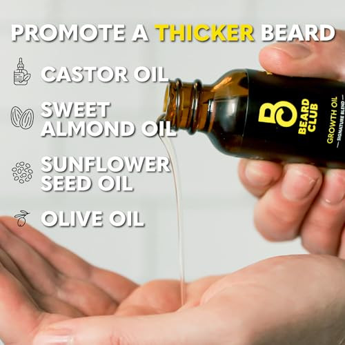 The Beard Club Beard Growth Oil With Natural Castor And Avocado To Grow Thicker Fuller Facial Hair Fill In Patches And Stimulate Healthier