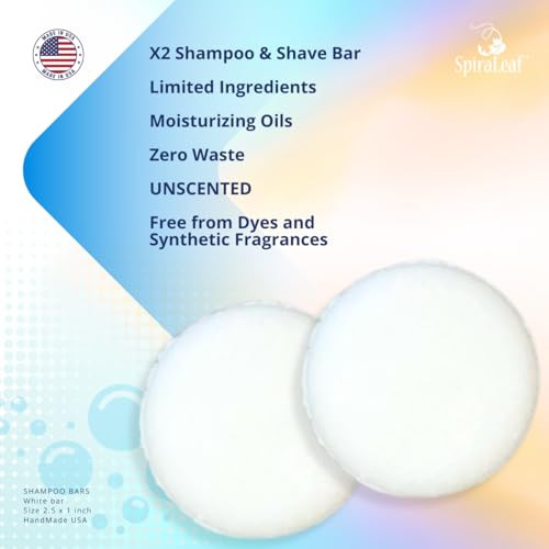 Spiraleaf Solid Shampoo Bars X2 Unscented Concentrated Limited Ingredients
