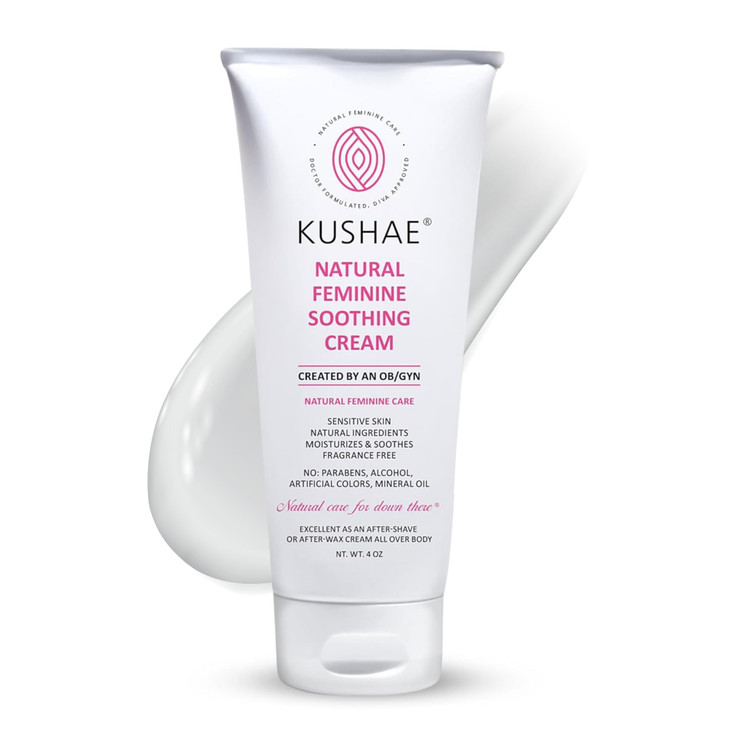 Kushae Feminine Soothing After Shave Cream Ob Gyn Made Natural Fragrance Free Aloe Based Ph Balanced Intimate Moisturizer For Women 4Oz