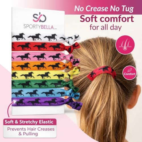 Multi Colored Horse Hair Accessories Cowgirl Elastics Set No Crease Hair Ties Gift For Equestrian