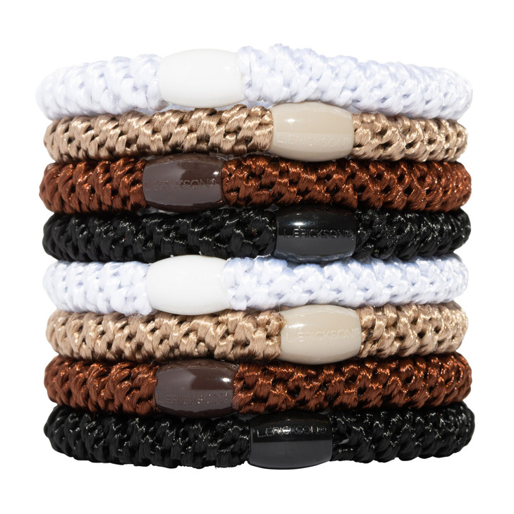 Brown Hair Ties for Thick Hair, Grab & Go Ponytail Holders, 8 Pack, Neutral, Thick No-Crease Bands with Strong Hold, Damage-Free Design, Versatile Ev