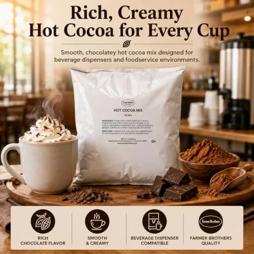 Farmer Brothers Hot Cocoa Mix 2 Lb. Bags For Beverage Dispensers 6 Case