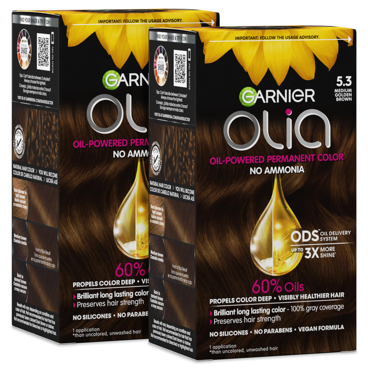 Garnier Olia Hair Color Ammonia Free Permanent Hair Dye Oil Powered Formula For 100 Percent Gray Coverage And 3X Shinier Hair Vegan And
