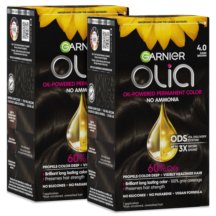 Garnier Olia Hair Color Ammonia Free Permanent Hair Dye Oil Powered Formula For 100 Percent Gray Coverage And 3X Shinier Hair Vegan And