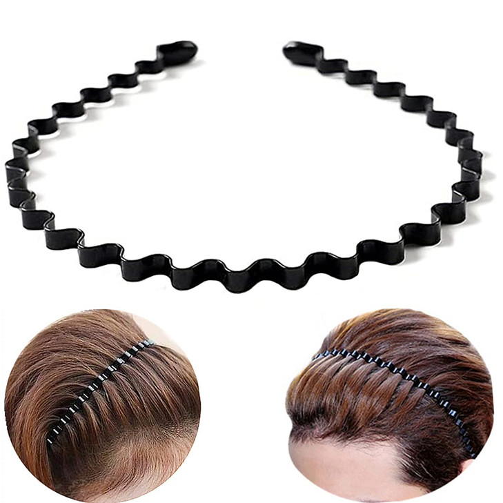 Bodbop Xingzhe Hair Bands Metal Hairband For Men Women Fashion Headbands For Washing Face Makeup Sports Non Slip Wavy Men S Hairband Black 1