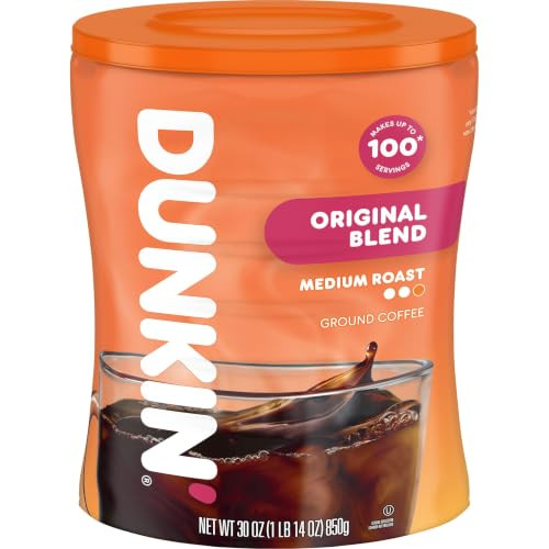Dunkin Original Blend Medium Roast Ground Coffee 30 Oz. Canister