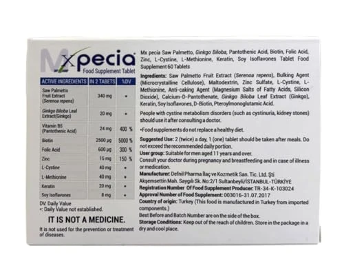 Xpecia For Men Anti Hair Loss Dht Blocker New Hair Growth Formula 60 Tablets