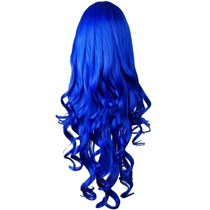 Topbuti 32" Long Hair Heat Resistant Spiral Curly Cosplay Wig Dark Blue