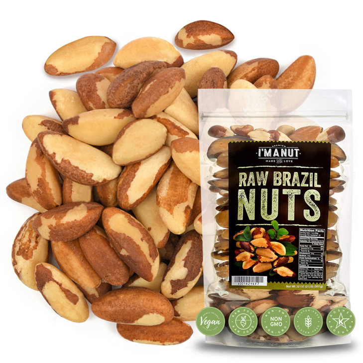 Premium Wild Harvested Raw Brazil Nuts 2 Lbs 32Oz High Selenium Batch Tested Peanut And Gluten Free Non Gmo Kosher Resealable Bag