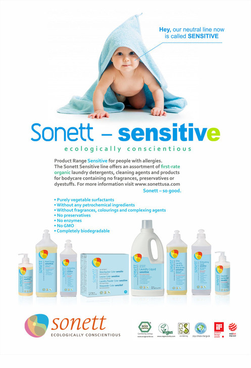 Sonett Organic Hand Soap Sensitive Liquid Body Care Suitable For Hands, Face And Body (1 Count) Certified Organically Grown