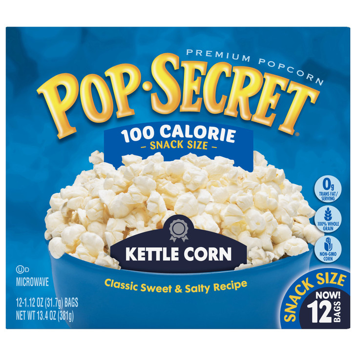 Pop Secret Popcorn Kettle Corn 3 Ounce Microwave Bags 12 Count Box 1.12 Ounce Pack Of 12