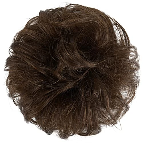 Feshfen 100 Percent Human Messy Bun Human Hair Bun Real Elastic Scrunchies Hair Pieces Soft Fluffy Wavy Ponytail Extensions Updo Chignon