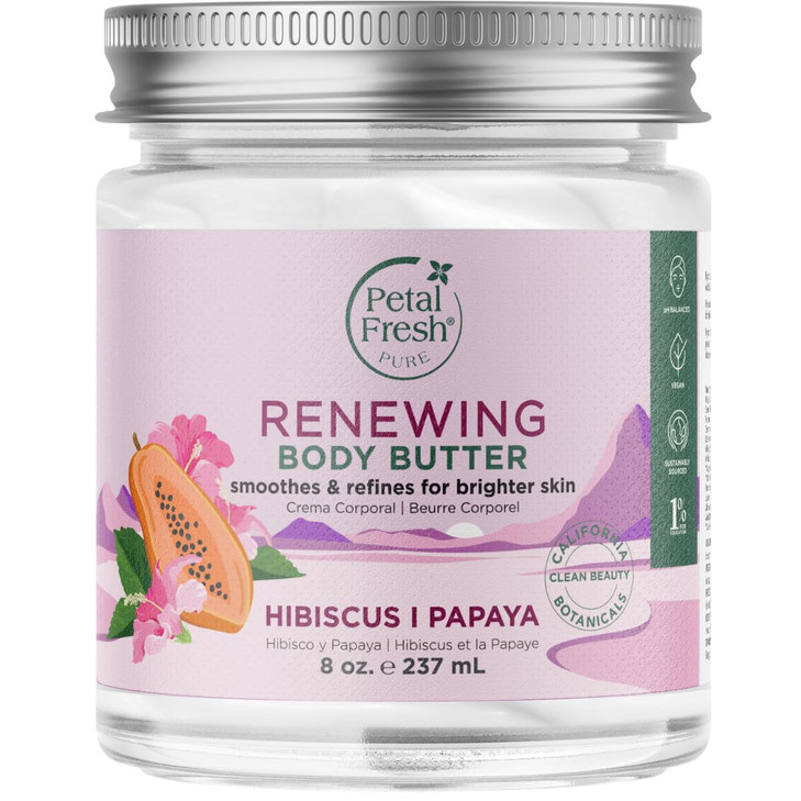 Petal Fresh Pure Renewing Hibiscus And Papaya Body Butter Organic Coconut Oil Argan Oil Shea Butter Skin Softening For All Skin Types