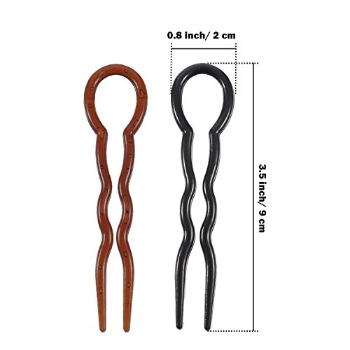 Bememo 20 Pcs French Hair Pins U Shaped Hair Fork Sticks 3.5 Black Brown