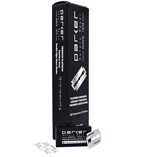 Parker Premium Platinum Double Edge Safety Razor Blades 100 Count 20X5