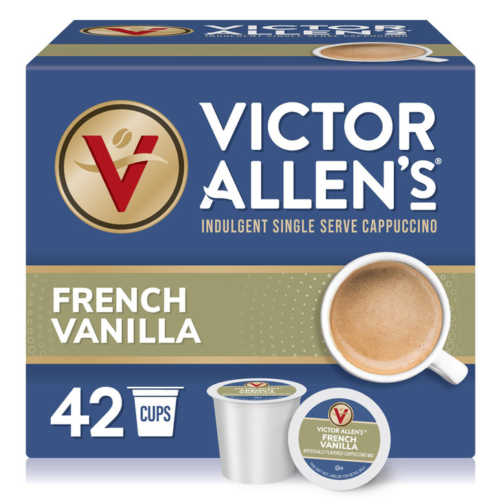 Victor Allen S Coffee French Vanilla Flavored Cappuccino 42 Count Single Serve K Cup Pods For Keurig K Cup Brewers