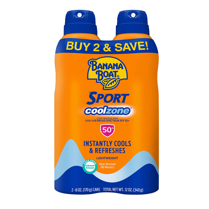 Banana Boat Sport Cool Zone Spf 50 Sunscreen Spray 6 Oz 2 Pack