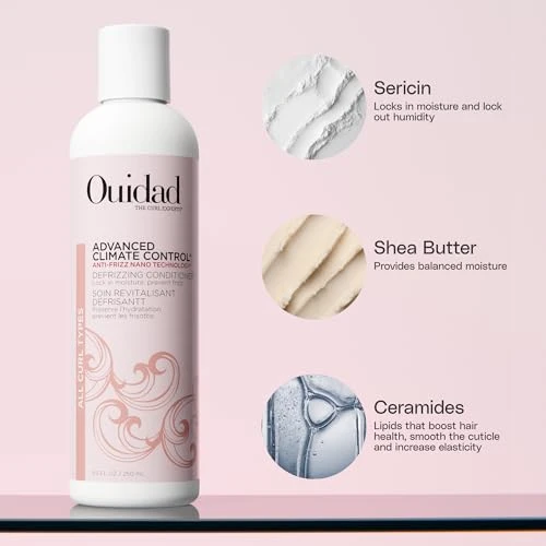 Ouidad Advanced Climate Control Defrizzing Conditioner 2.5 Fl Oz Anti Frizz Nano Technology Locks In Moisture Protects Curls From Heat Safe