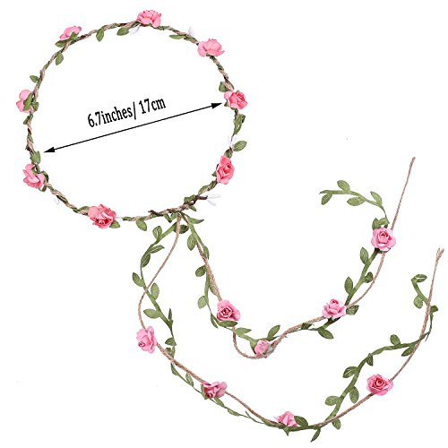 Whaline 4 Pcs Flower Crown Floral Wreath Headband Floral Garland Headbands Bohemian Style Headdress For Wedding Bride Bridal Headwear Party