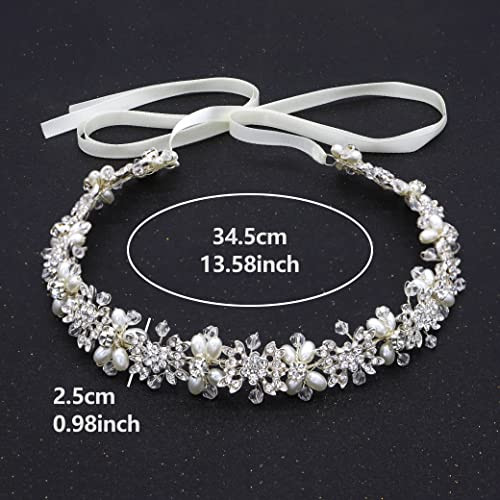 Oriamour Bridal Headpiece Flower Design Wedding Headband Bridal Hair Accessories Silver