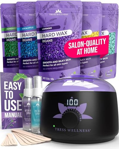 Tress Wellness Award Winning Waxing Kit For Sensitive Skin Safe For Face And Skin Easy To Use At Home Kit For Face Bikini Brazilian And Full