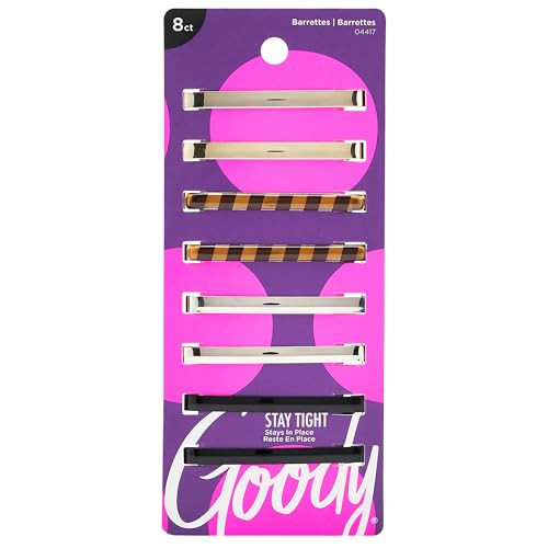 Goody Hair Barrettes, Patterned Assorted Colors, 8-Count (1941119)