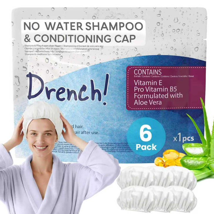 Drench Shampoo Caps No Rinse Waterless Shampoo Cap And Conditioner Dry Hair Wash Caps For Elderly Or Bedridden Contains Aloe Vera Vitamin E