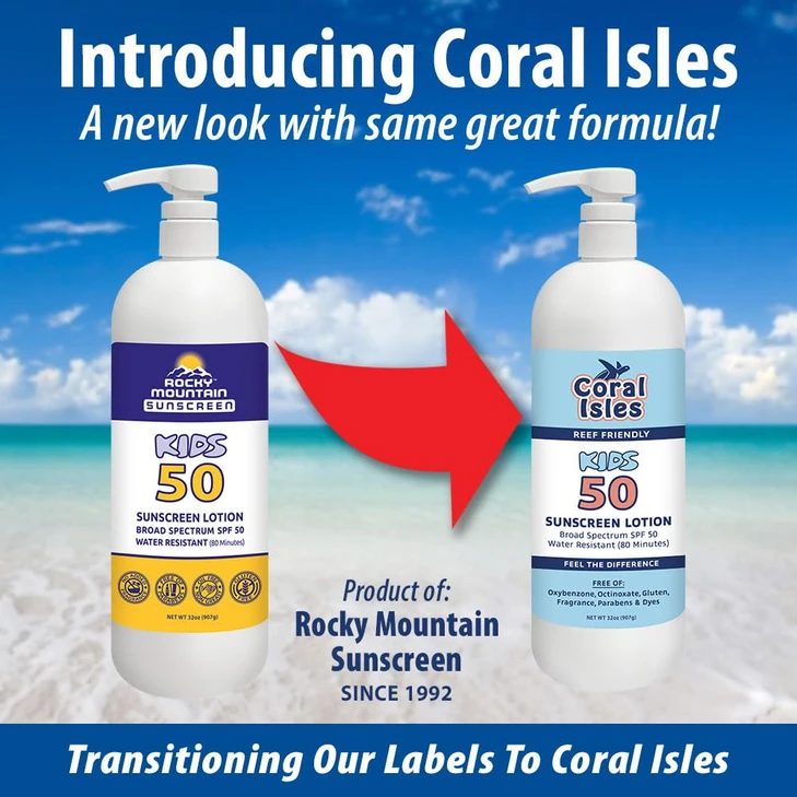 Coral Isles Spf 50 Kids Lotion Reef Compliant Broad Spectrum 32 Fl Oz