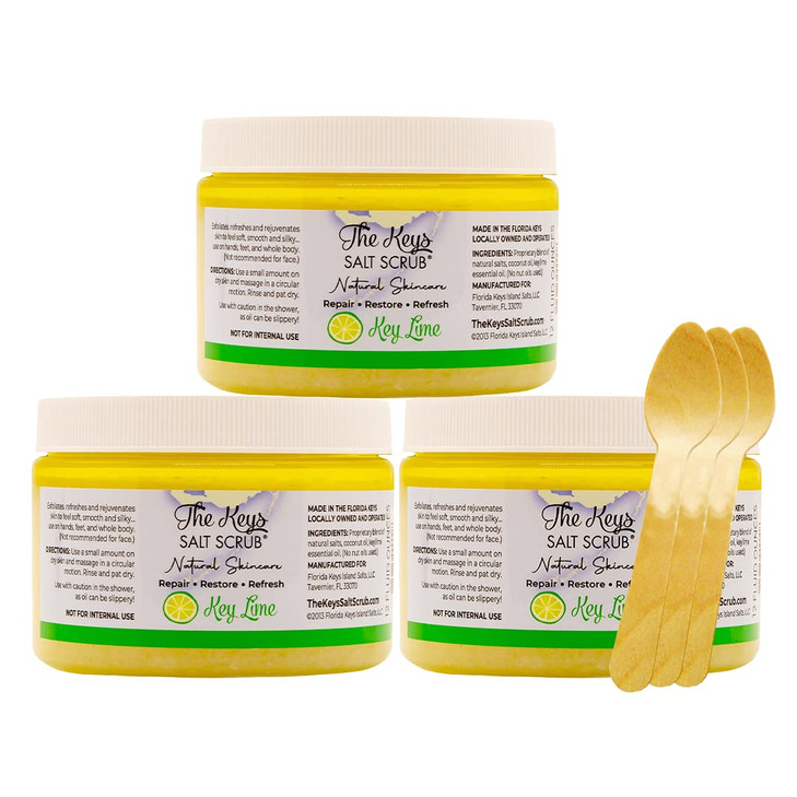 The Keys Salt Scrub Sea Salt Scrub Exfoliating Body Scrub With Wooden Spoon Moisturizing Exfoliator For Hands Foot Bath 12 Ounce Pack Of 3