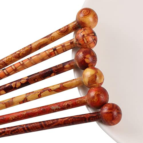 6 Pieces Wood Hair Sticks Japanese Hair Chopsticks For Hair Pins For Women Long Handmade Craft 13Cm