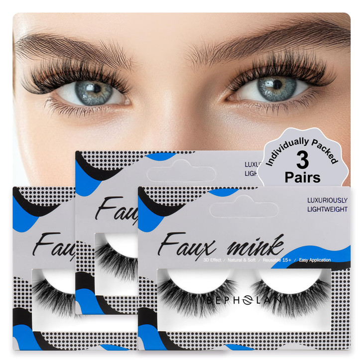 Eyelashes Natural Look False Lashes Bepholan Fake Eyelashes 5D Super Fluffy False Eyelashes Black Band Wispy Lashes 3 Pack Faux Mink Lashes