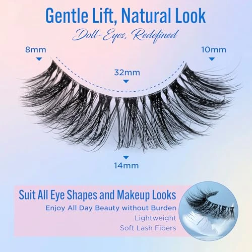 Eyelashes Natural Look False Lashes Bepholan Fake Eyelashes 5D Super Fluffy False Eyelashes Black Band Wispy Lashes 3 Pack Faux Mink Lashes