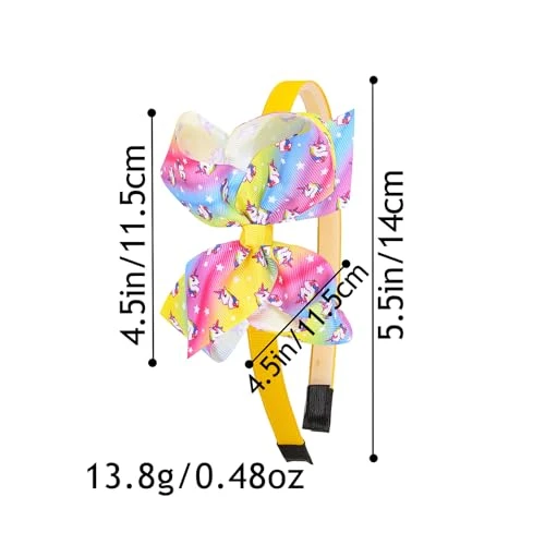 Wjyx Bows 10Pcs Girls Bow Headbands Unicorn Rainbow Print Hair Accessories