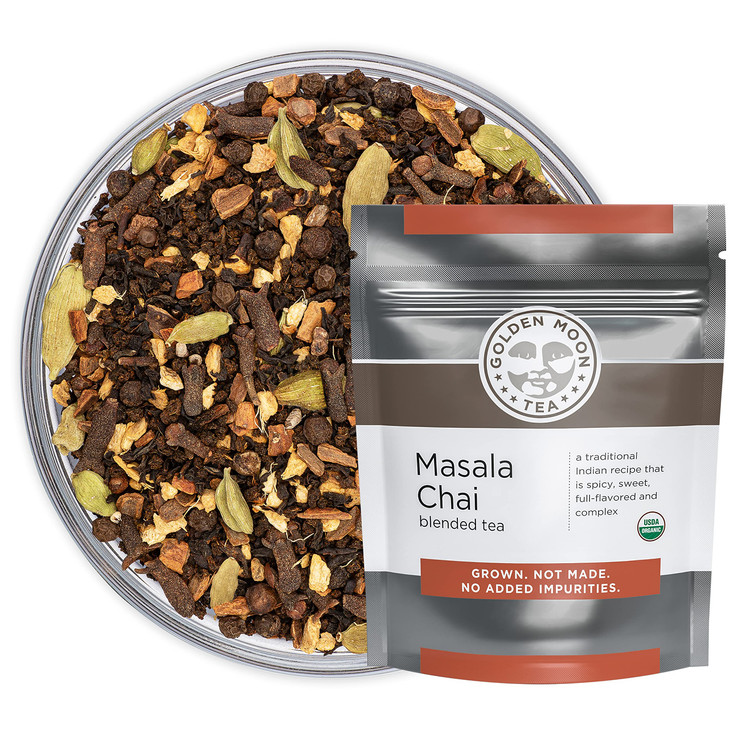 Golden Moon Tea Organic Masala Chai Black Tea Pure And Authentic Blend Loose Leaf Non Gmo Half Pound 96 Servings