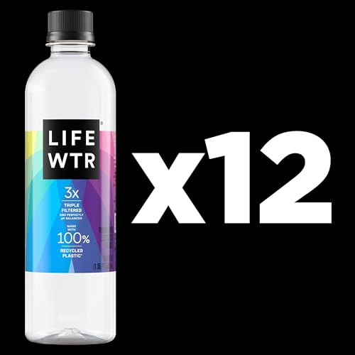 Lifewtr Premium Purified Water Ph Balanced With Electrolytes 100 Percent Recycled Plastic Bottles 16.9 Fl Oz Bottles 500Ml Pack Of 12