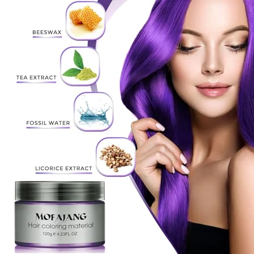 Purple Hair Color Wax For Men And Women Temporary Hair Color 4.23 Oz