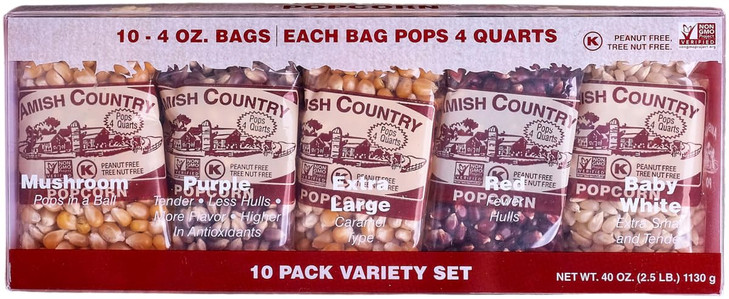 Amish Country Popcorn Variety Kernel Gift Set 10 Pack Of 4 Oz Bags